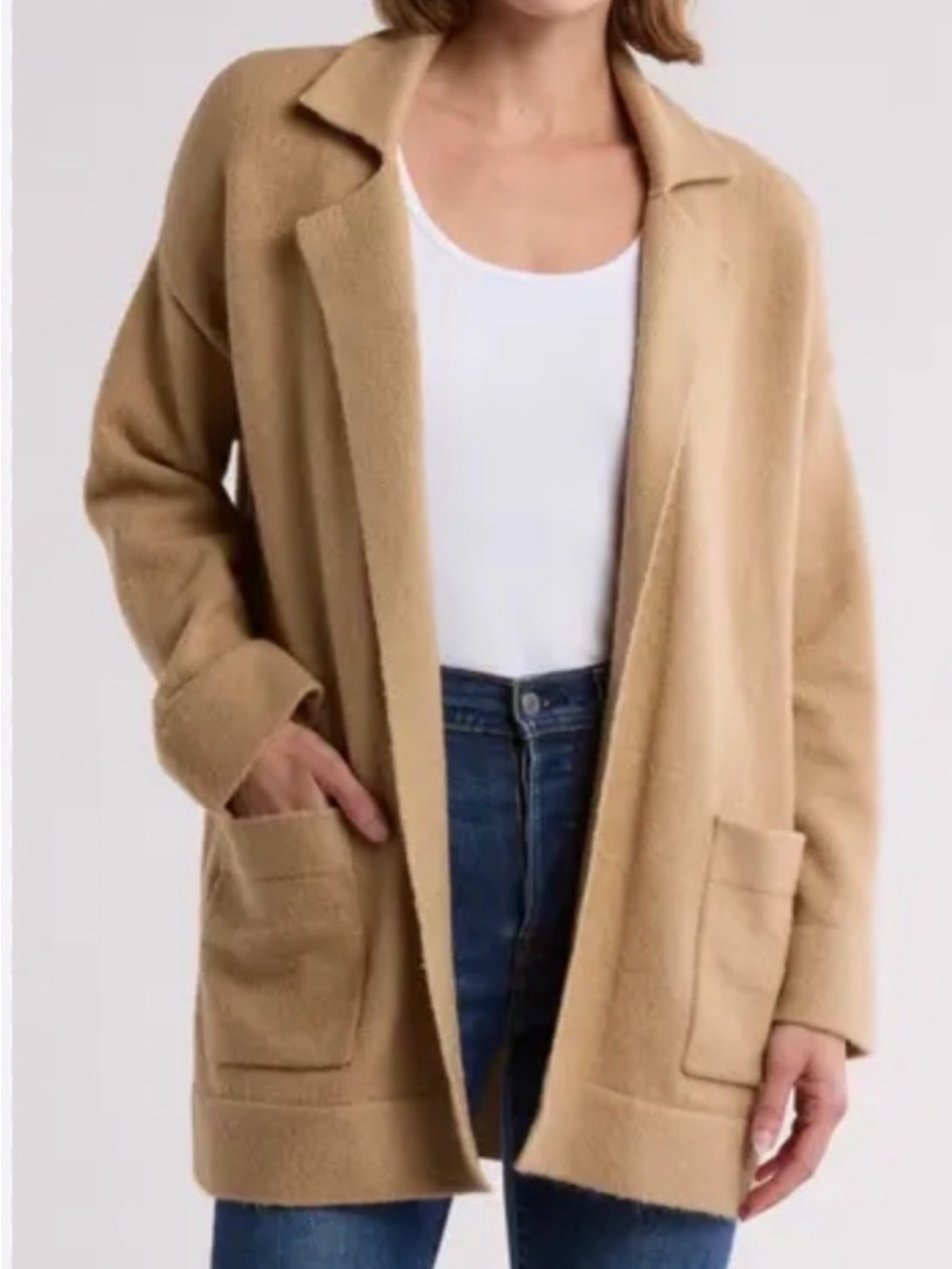 Thread & Supply Open-Front Camel Tan Cardigan